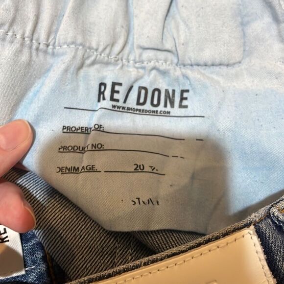 RE/DONE High Rise 70s Stove Pipe Button Fly Raw Hem Denim Jeans Size 26 - Picture 3 of 16